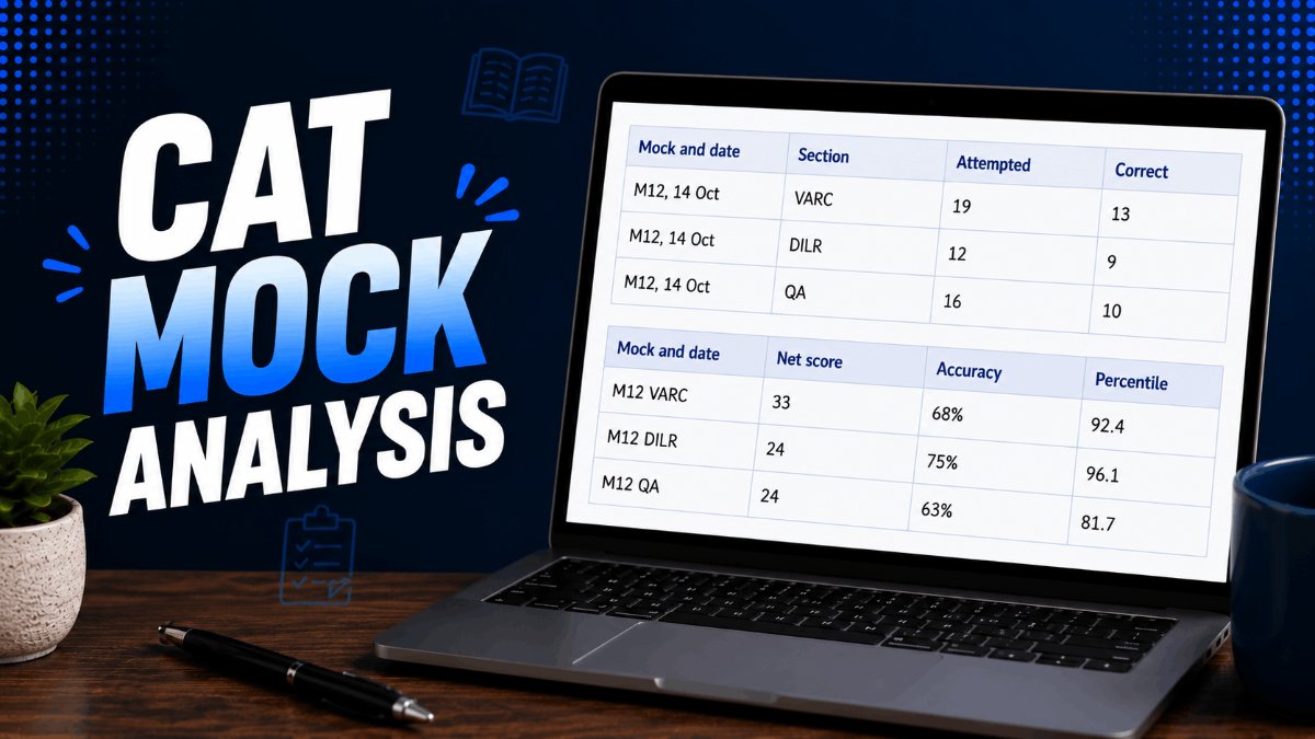 CAT mock analysis sheet template showing the mock log table and the question level loss log with reason codes