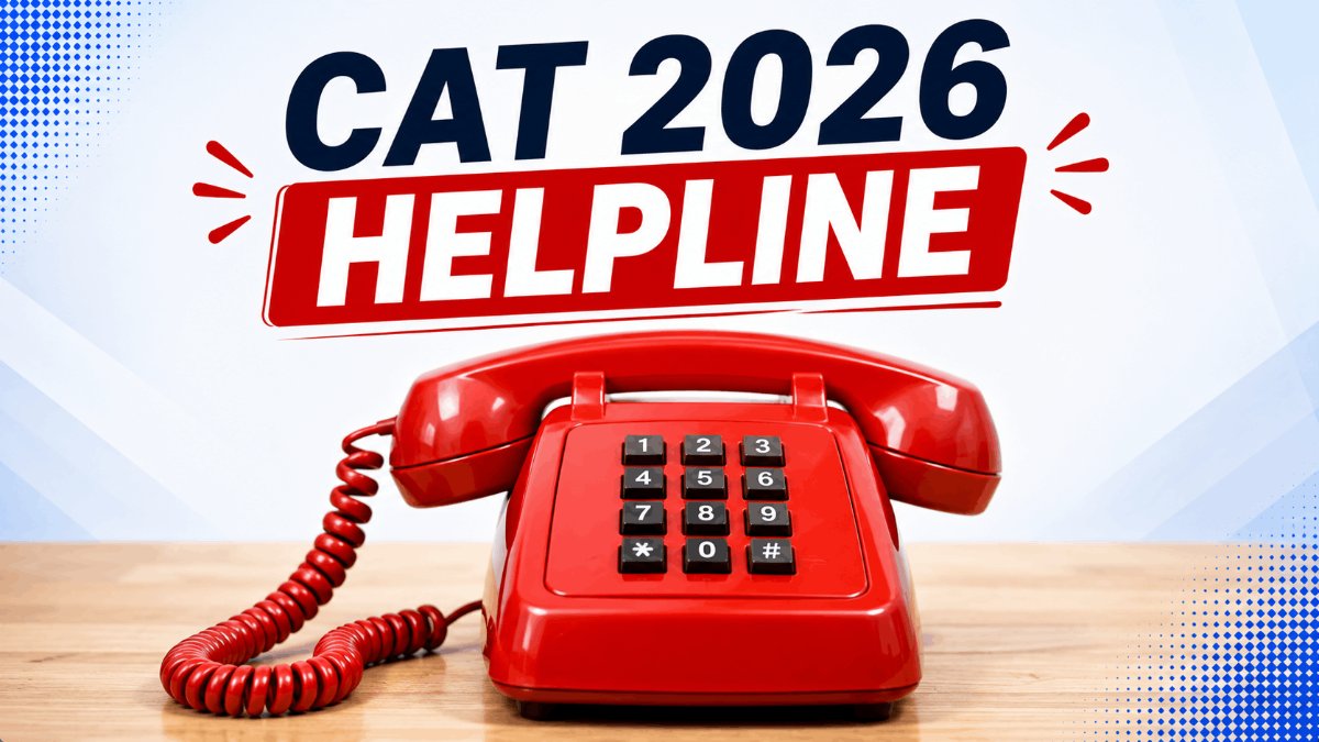 CAT 2026 support contact card showing the toll-free helpline number and the IIM Indore CAT Centre details.